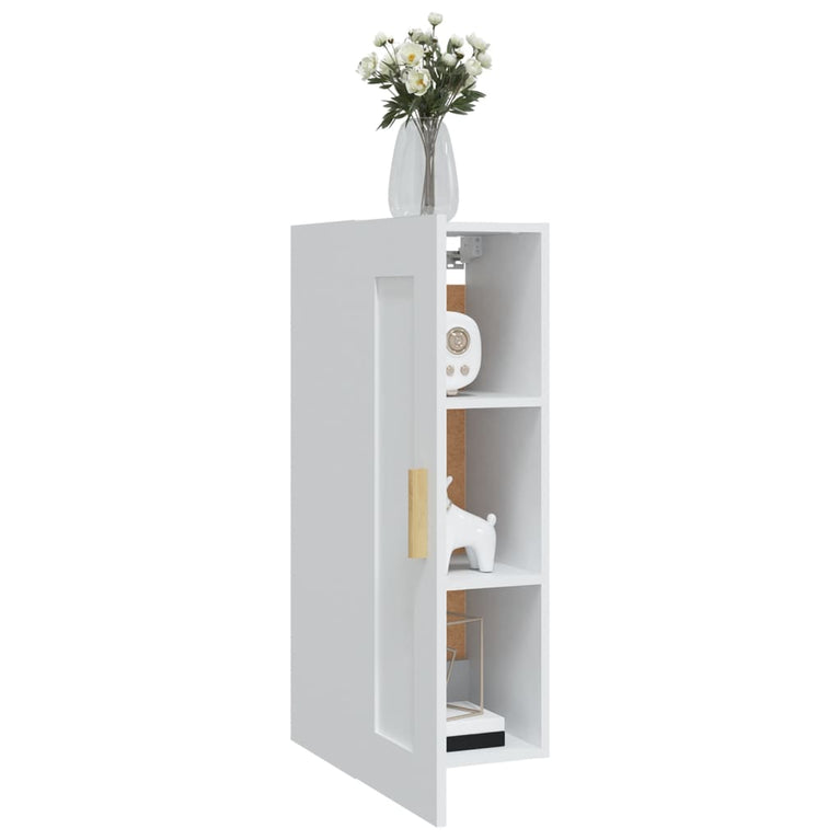 Wandkast 35x34x90 cm bewerkt hout wit MeubelReus