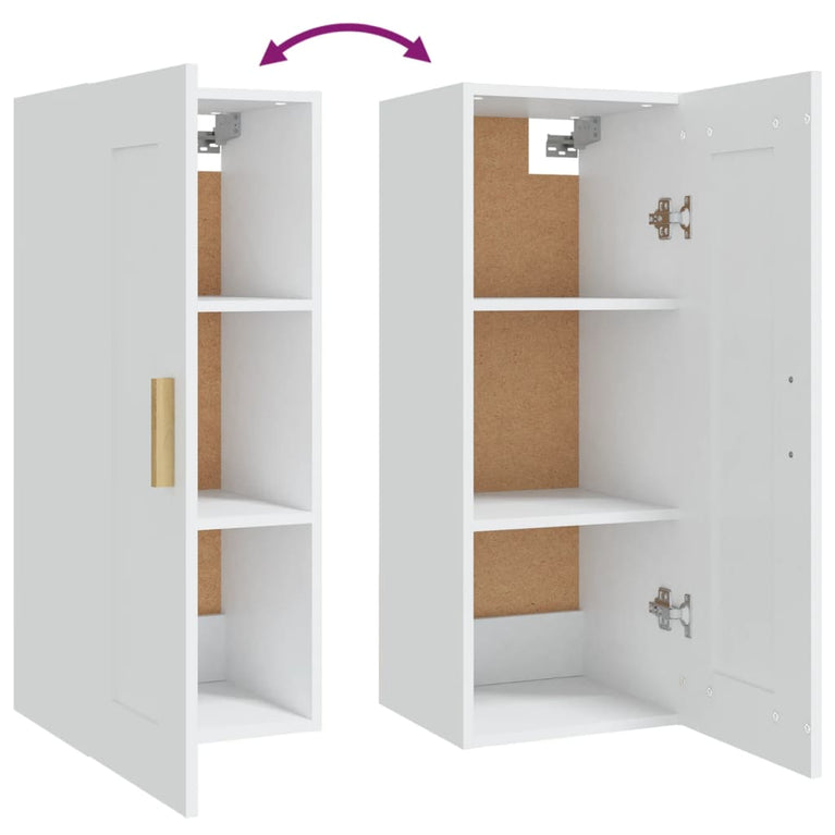 Wandkast 35x34x90 cm bewerkt hout wit MeubelReus