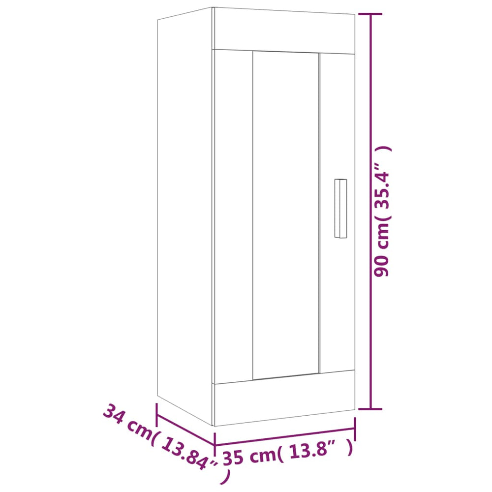 Wandkast 35x34x90 cm bewerkt hout wit MeubelReus