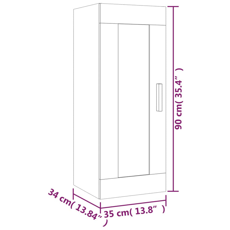 Wandkast 35x34x90 cm bewerkt hout wit MeubelReus