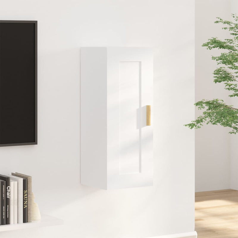 Wandkast 35x34x90 cm bewerkt hout wit MeubelReus