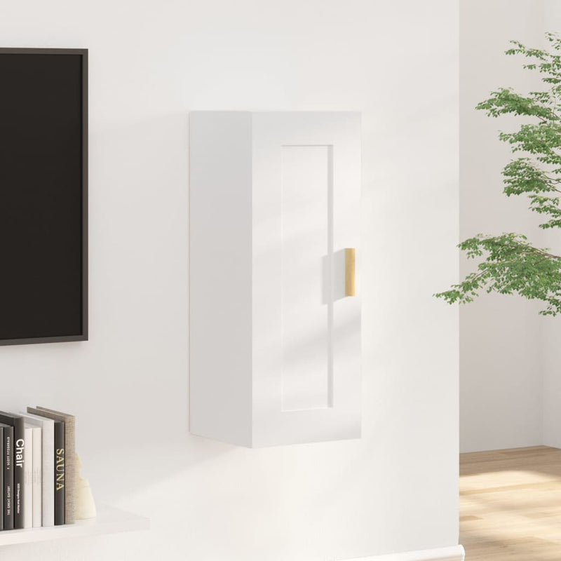 Wandkast 35x34x90 cm bewerkt hout hoogglans wit MeubelReus