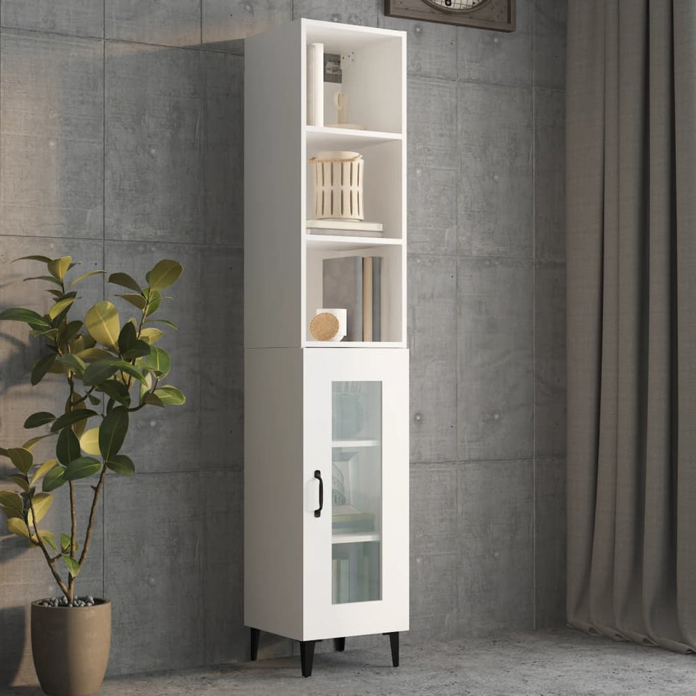 Wandkast 34,5x32,5x90 cm bewerkt hout hoogglans wit MeubelReus