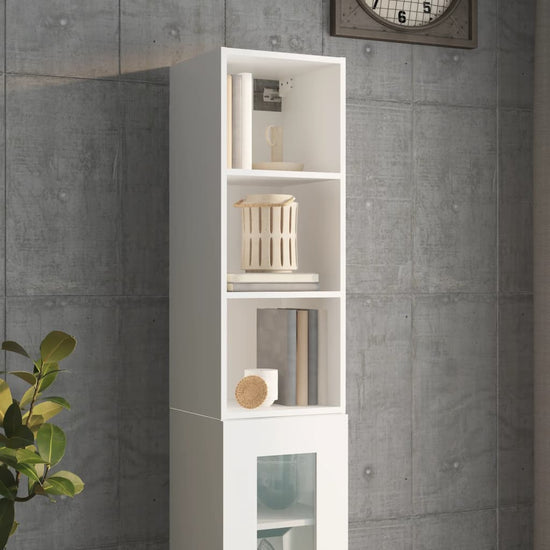 Wandkast 34,5x32,5x90 cm bewerkt hout hoogglans wit MeubelReus