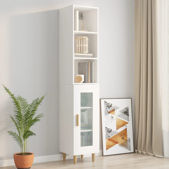 Wandkast 34,5x32,5x90 cm bewerkt hout hoogglans wit MeubelReus