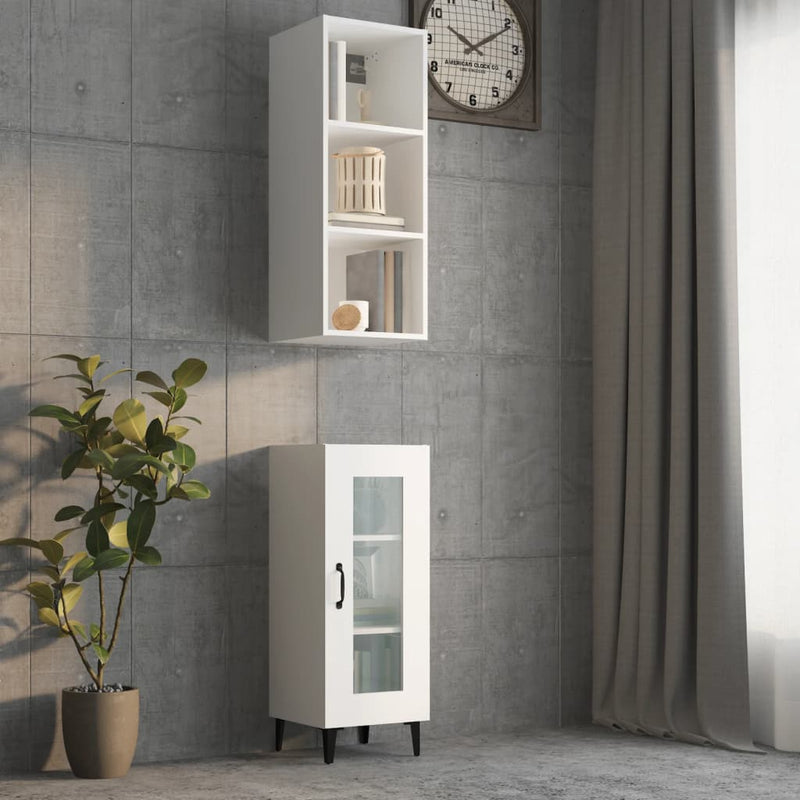 Wandkast 34,5x32,5x90 cm bewerkt hout hoogglans wit MeubelReus
