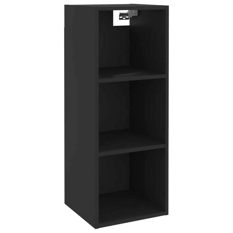 Wandkast 34,5x32,5x90 cm bewerkt hout zwart MeubelReus