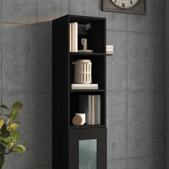 Wandkast 34,5x32,5x90 cm bewerkt hout zwart MeubelReus