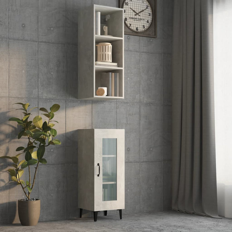 Wandkast 34,5x32,5x90 cm bewerkt hout betongrijs MeubelReus