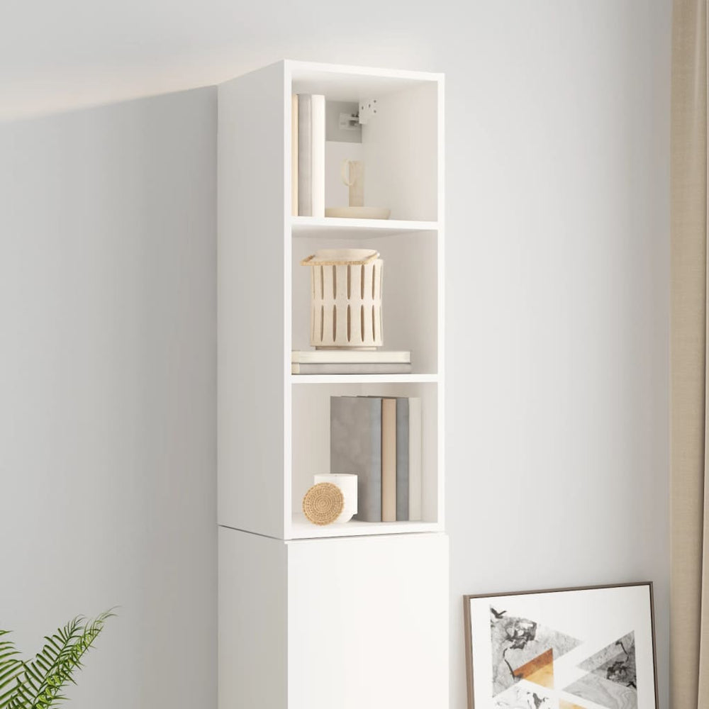 Wandkast 34,5x32,5x90 cm bewerkt hout hoogglans wit MeubelReus