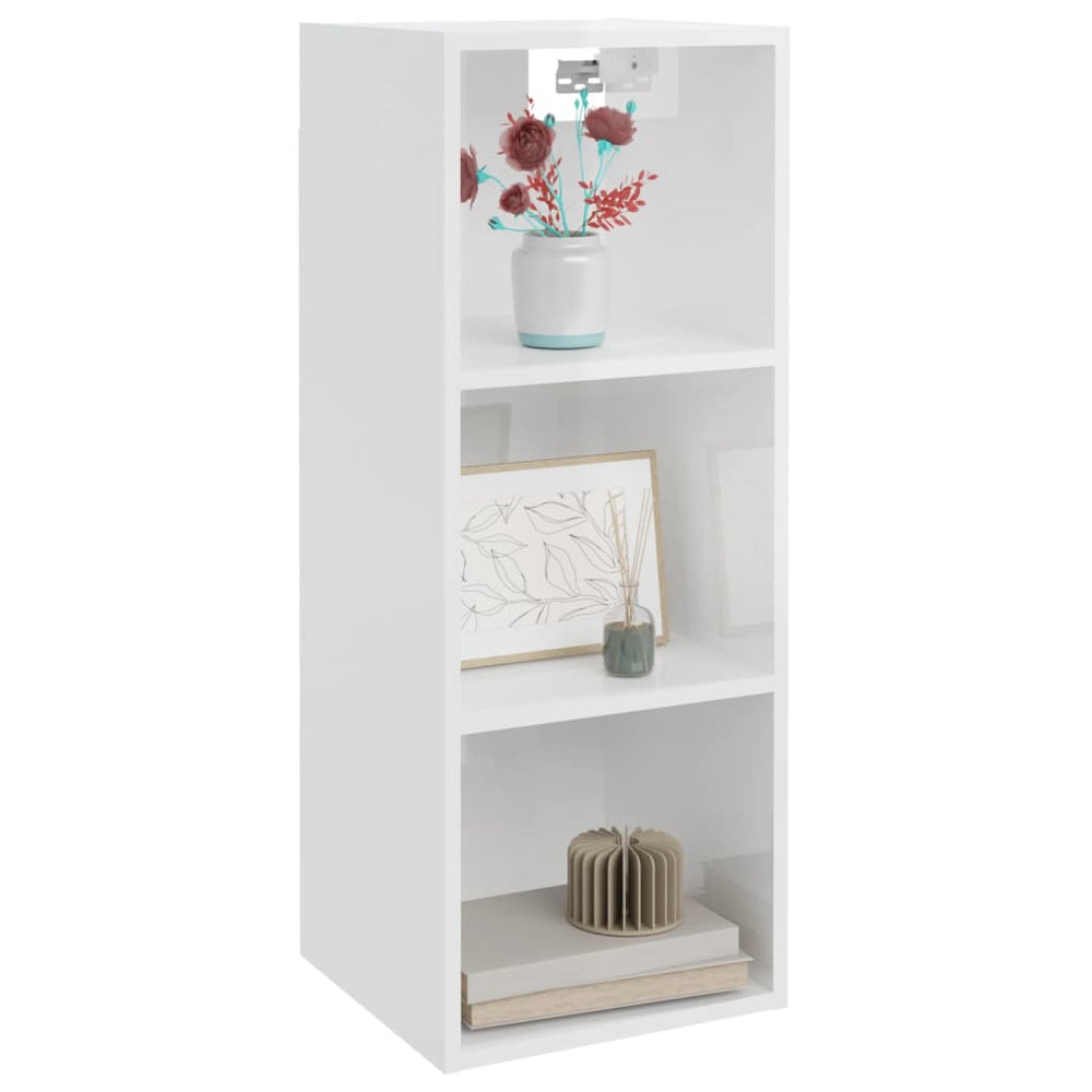 Wandkast 34,5x32,5x90 cm bewerkt hout hoogglans wit MeubelReus