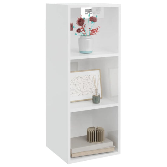 Wandkast 34,5x32,5x90 cm bewerkt hout hoogglans wit MeubelReus