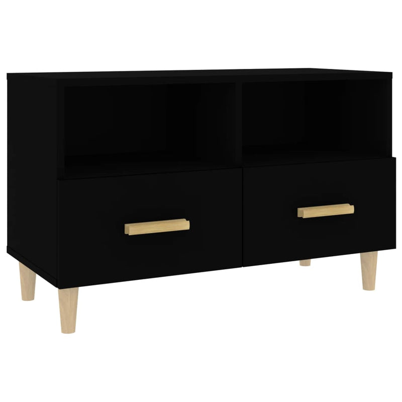 Tv-meubel 80x36x50 cm bewerkt hout zwart MeubelReus