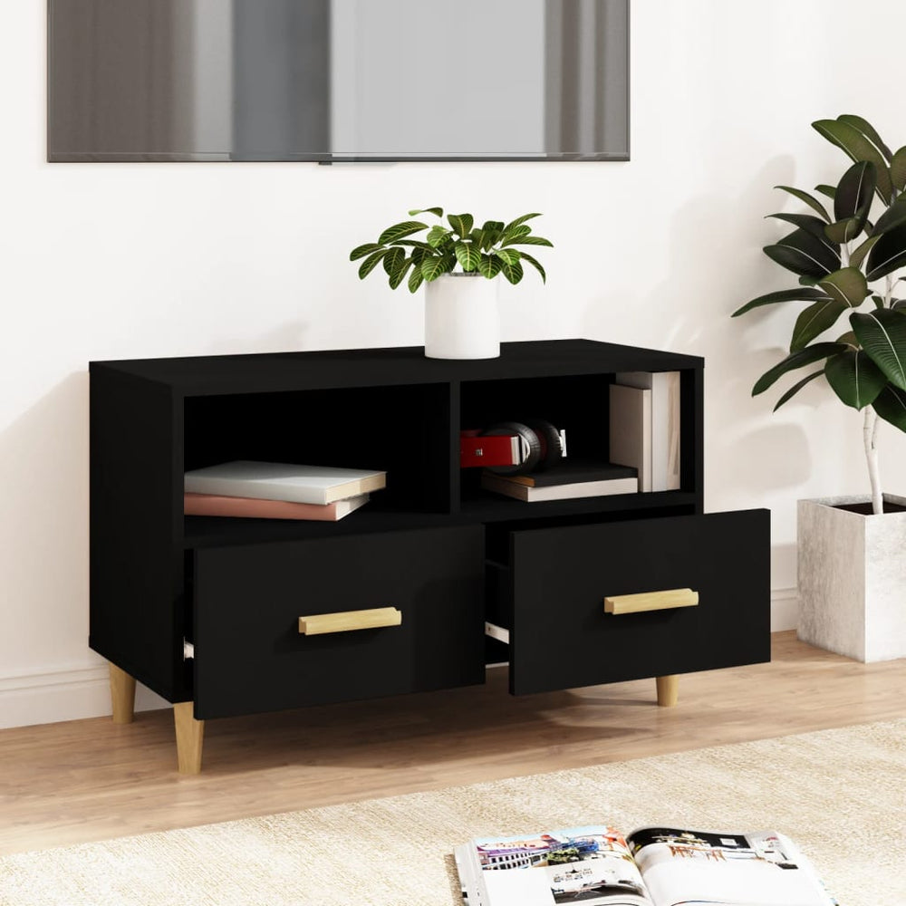 Tv-meubel 80x36x50 cm bewerkt hout zwart MeubelReus