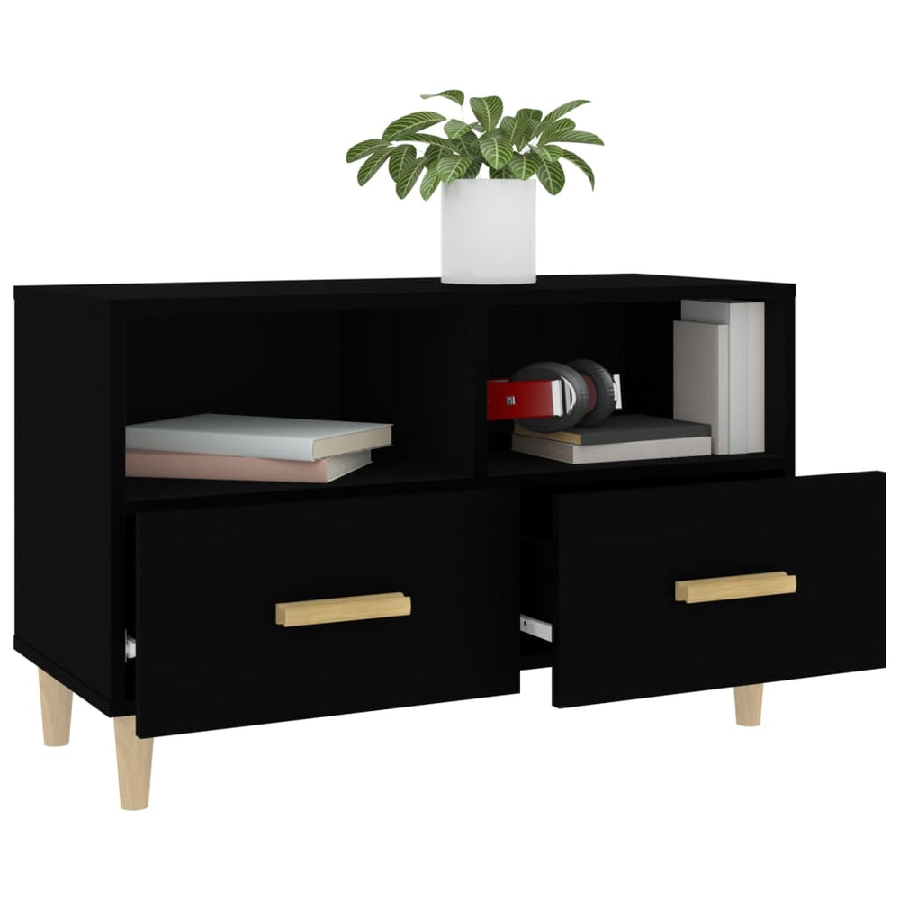 Tv-meubel 80x36x50 cm bewerkt hout zwart MeubelReus