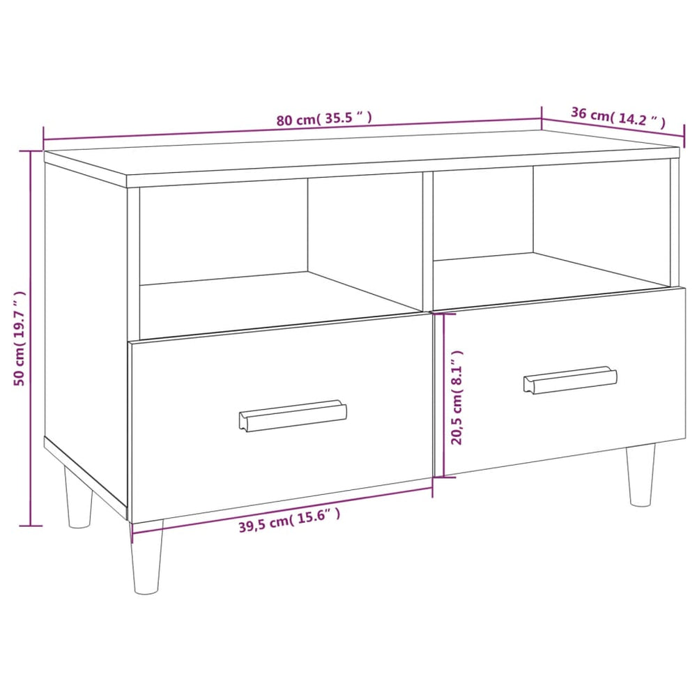 Tv-meubel 80x36x50 cm bewerkt hout zwart MeubelReus