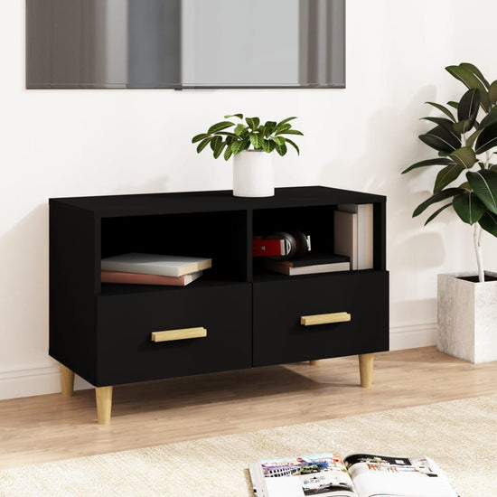 Tv-meubel 80x36x50 cm bewerkt hout zwart MeubelReus