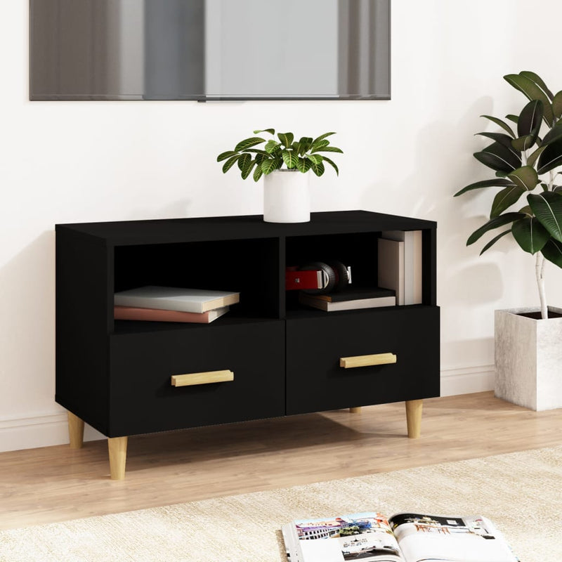 Tv-meubel 80x36x50 cm bewerkt hout zwart MeubelReus