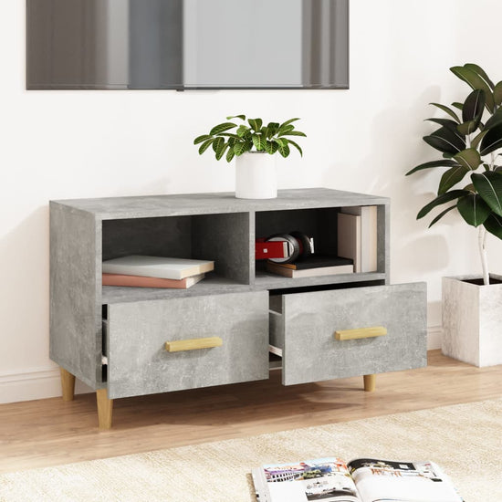 Tv-meubel 80x36x50 cm bewerkt hout betongrijs MeubelReus