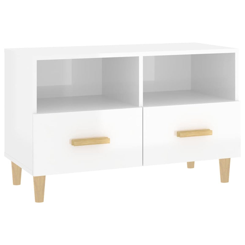 Tv-meubel 80x36x50 cm bewerkt hout hoogglans wit MeubelReus