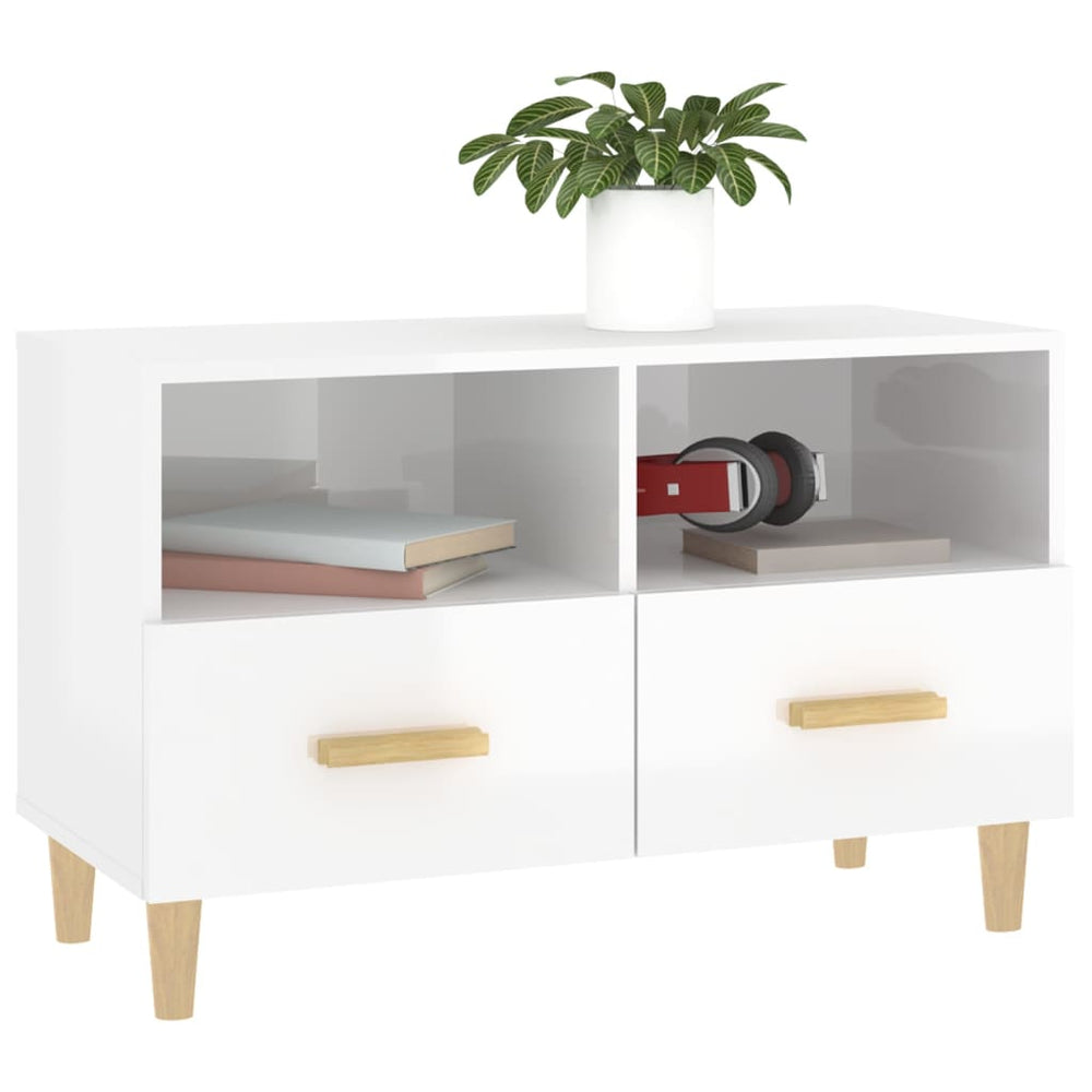 Tv-meubel 80x36x50 cm bewerkt hout hoogglans wit MeubelReus