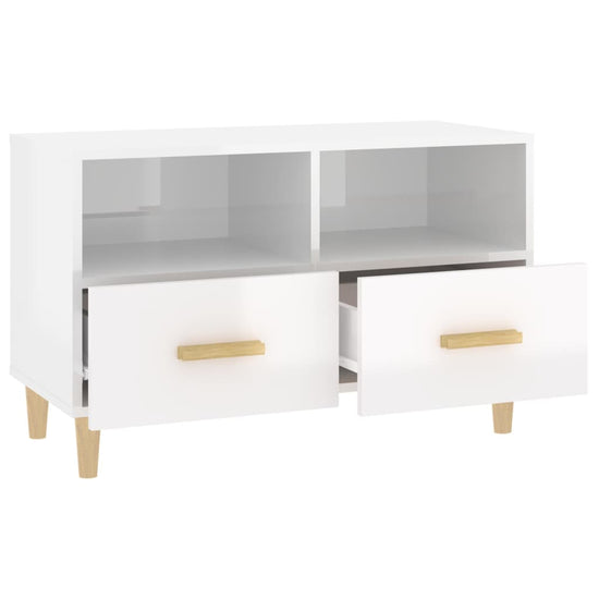 Tv-meubel 80x36x50 cm bewerkt hout hoogglans wit MeubelReus