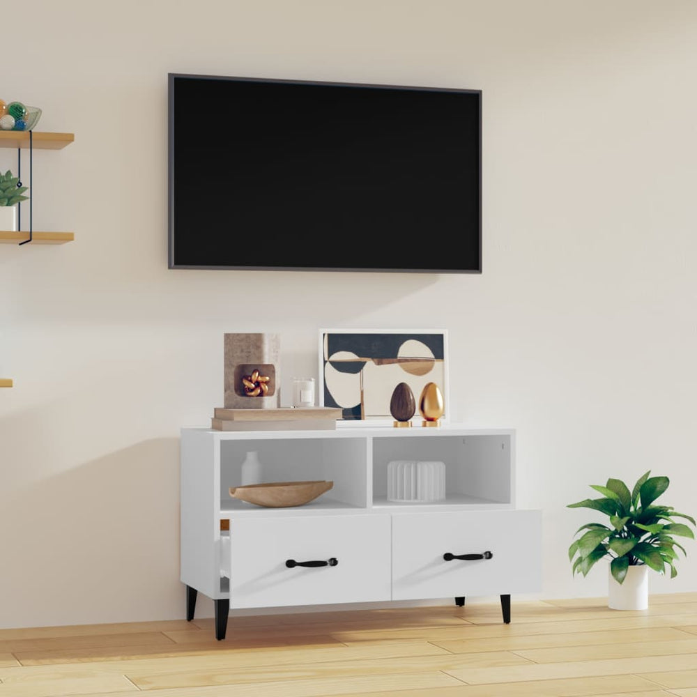 Tv-meubel 80x36x50 cm bewerkt hout wit MeubelReus