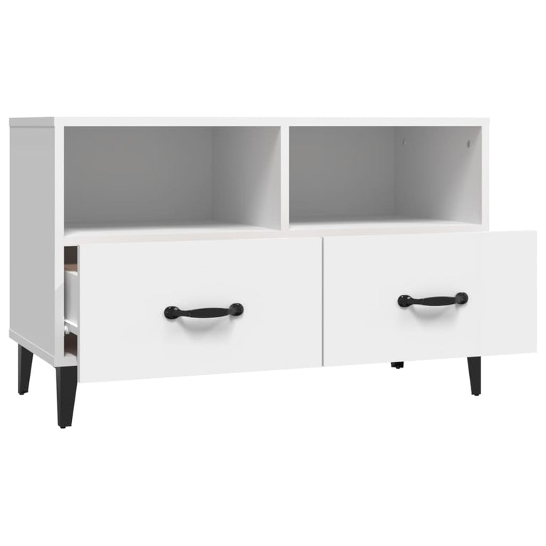 Tv-meubel 80x36x50 cm bewerkt hout wit MeubelReus