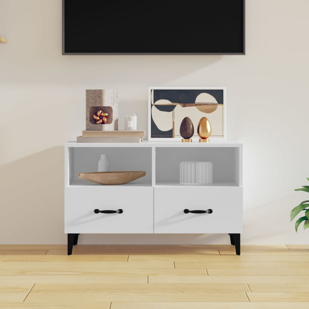 Tv-meubel 80x36x50 cm bewerkt hout wit MeubelReus