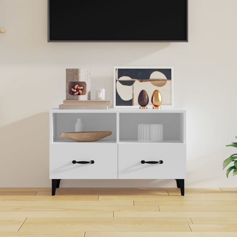 Tv-meubel 80x36x50 cm bewerkt hout wit MeubelReus