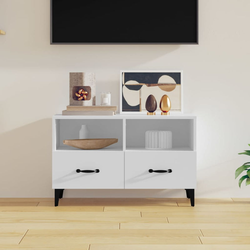 Tv-meubel 80x36x50 cm bewerkt hout wit MeubelReus
