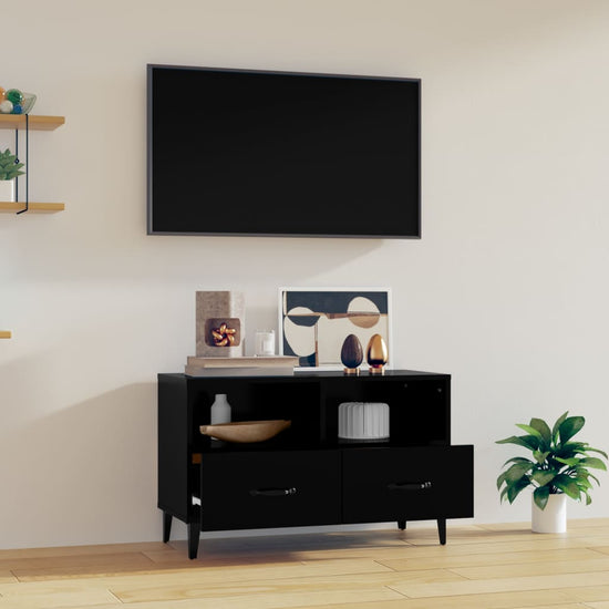 Tv-meubel 80x36x50 cm bewerkt hout zwart MeubelReus