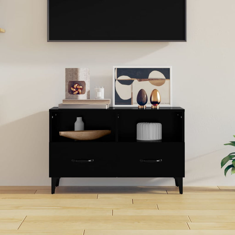 Tv-meubel 80x36x50 cm bewerkt hout zwart MeubelReus