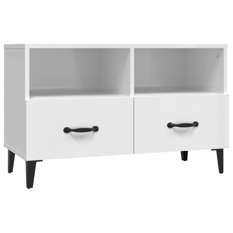 vidaXL Tv-meubel 80x36x50 cm bewerkt hout hoogglans wit MeubelReus