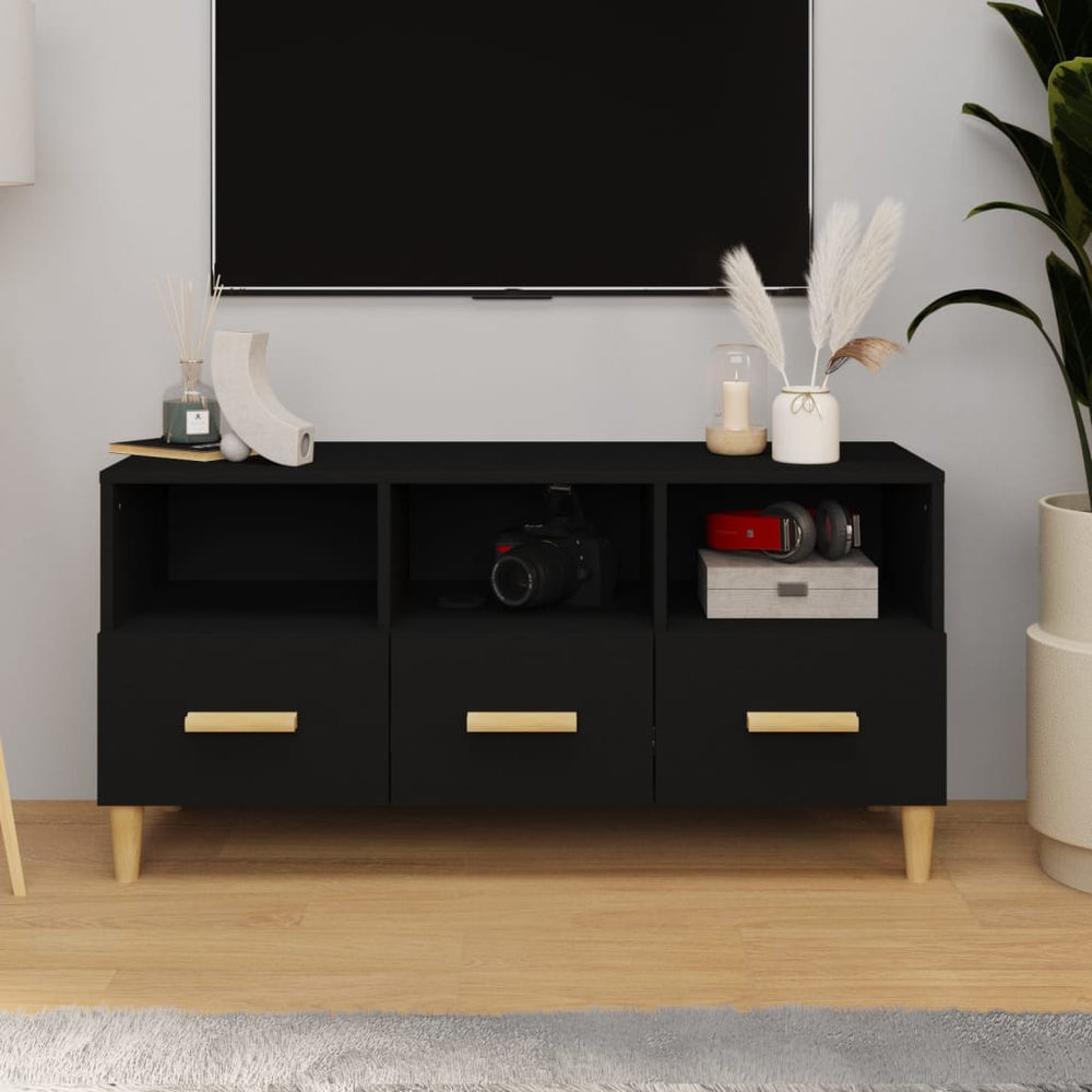 Tv-meubel 102x36x50 cm bewerkt hout zwart MeubelReus