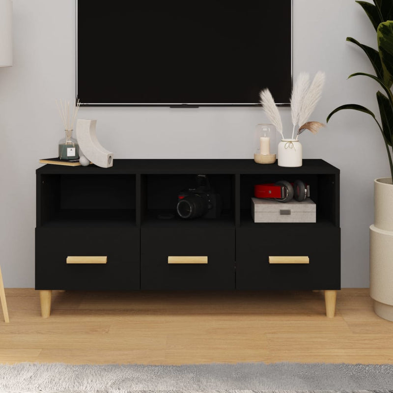 Tv-meubel 102x36x50 cm bewerkt hout zwart MeubelReus