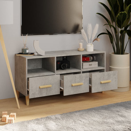 Tv-meubel 102x36x50 cm bewerkt hout betongrijs MeubelReus