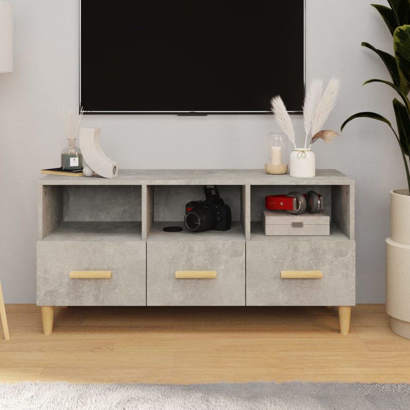 Tv-meubel 102x36x50 cm bewerkt hout betongrijs MeubelReus