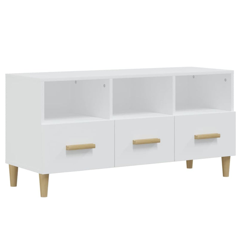 Tv-meubel 102x36x50 cm bewerkt hout hoogglans wit MeubelReus