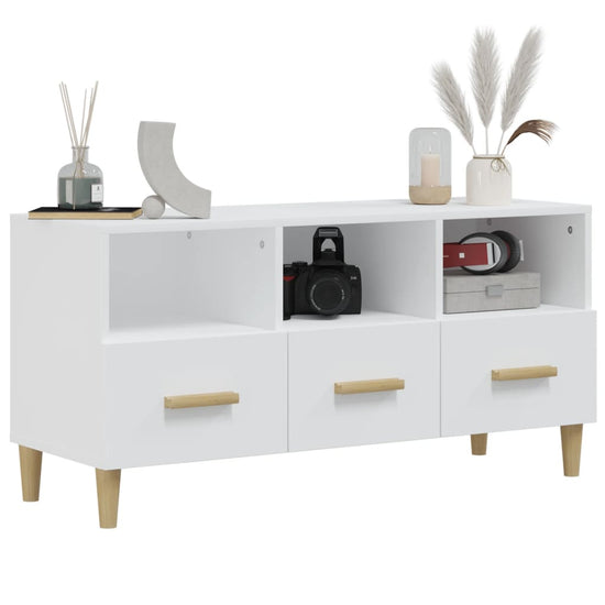 Tv-meubel 102x36x50 cm bewerkt hout hoogglans wit MeubelReus