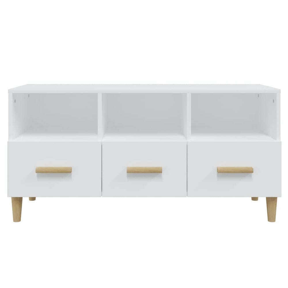 Tv-meubel 102x36x50 cm bewerkt hout hoogglans wit MeubelReus