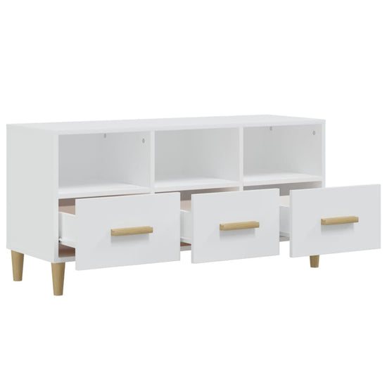 Tv-meubel 102x36x50 cm bewerkt hout hoogglans wit MeubelReus