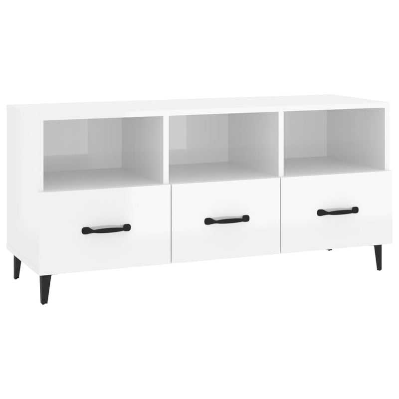 Tv-meubel 102x35x50 cm bewerkt hout hoogglans wit MeubelReus