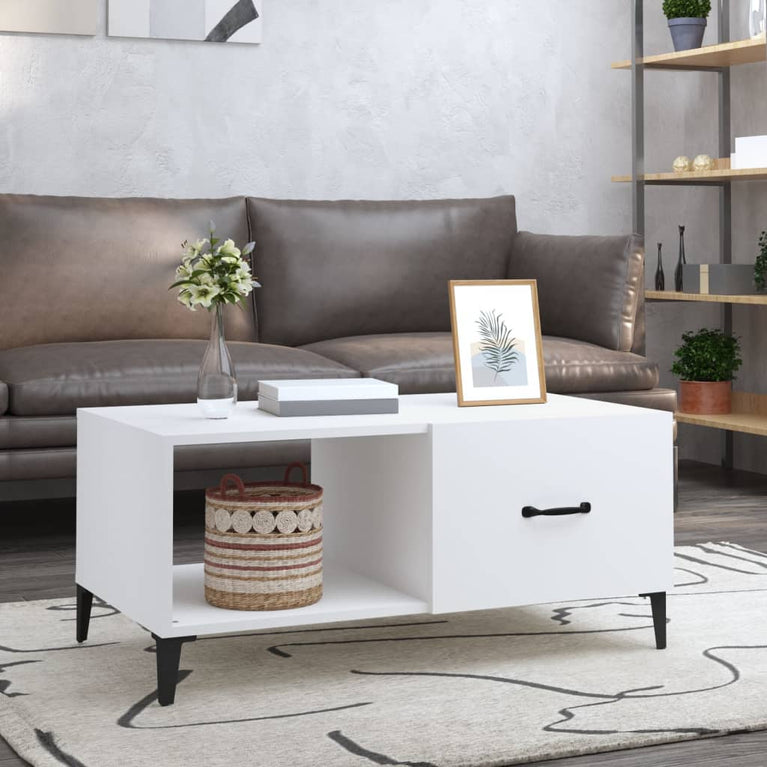 Salontafel 90x50x40 cm bewerkt hout wit MeubelReus