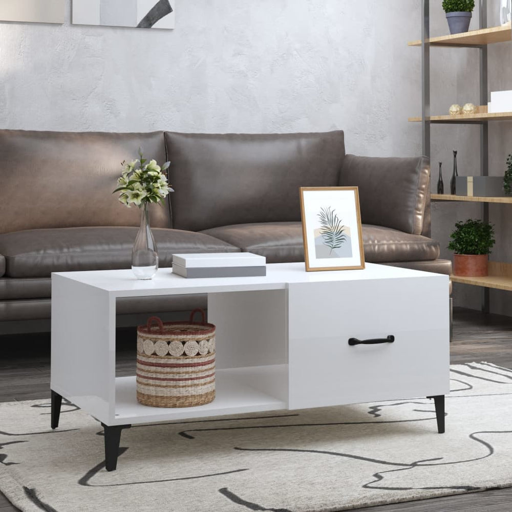 vidaXL Salontafel 90x50x40 cm bewerkt hout hoogglans wit MeubelReus