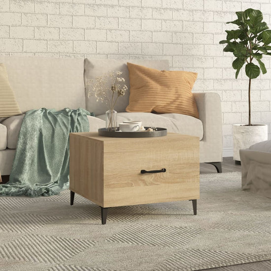Salontafel met metalen poten 50x50x40 cm sonoma eikenkleurig MeubelReus