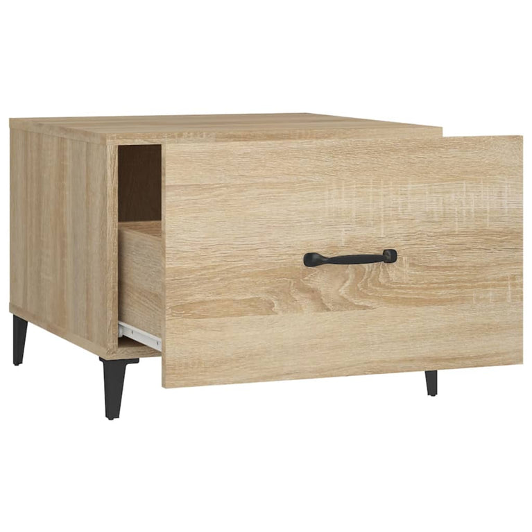 Salontafel 2 st met metalen poten 50x50x40 cm sonoma eikenkleur MeubelReus