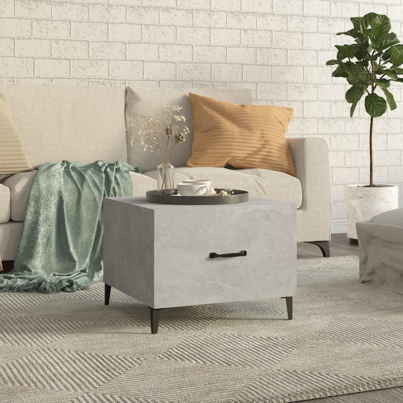Salontafel met metalen poten 50x50x40 cm betongrijs MeubelReus