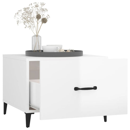 Salontafel met metalen poten 50x50x40 cm hoogglans wit MeubelReus