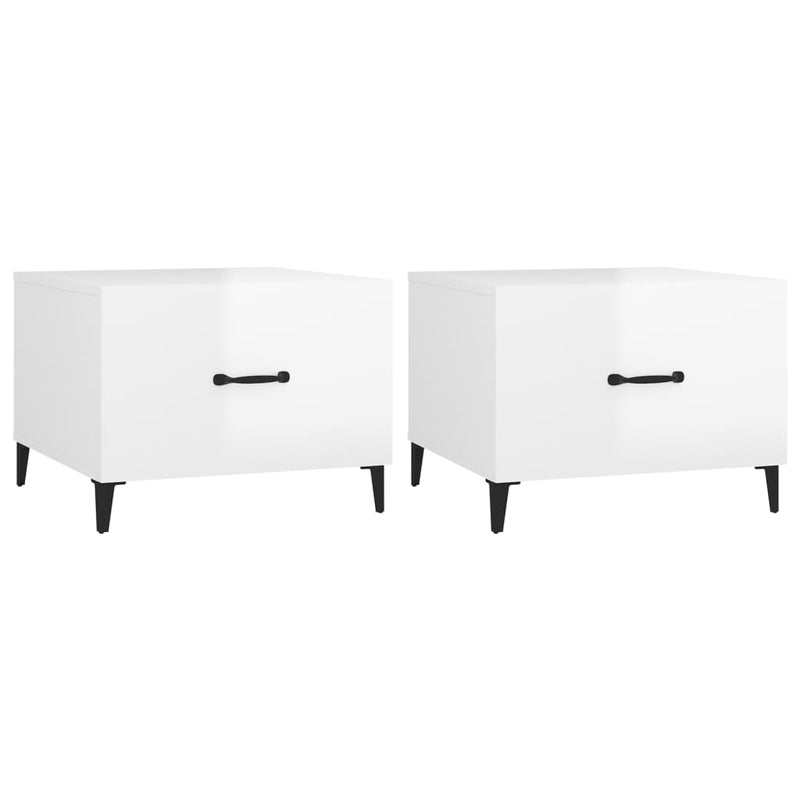 Salontafels 2 st met metalen poten 50x50x40 cm hoogglans wit MeubelReus